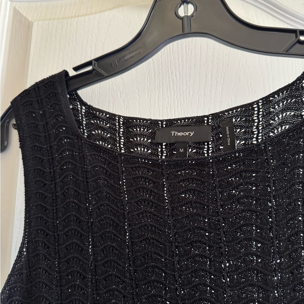 Theory Black Textured Sleeveless Top